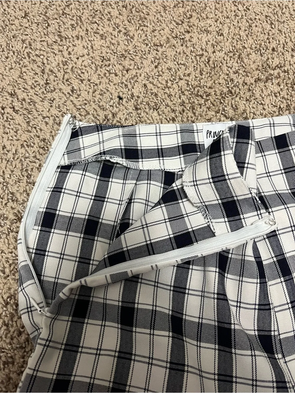 Princess Polly Black & White Plaid Wide Leg Pants - Picture 3 of 4